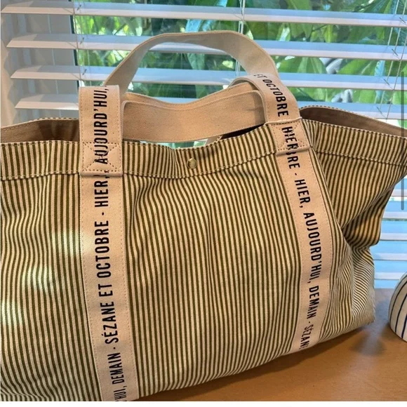 【RARE FIND】 Sezane NWT bag green stripe - Picture 4 of 16
